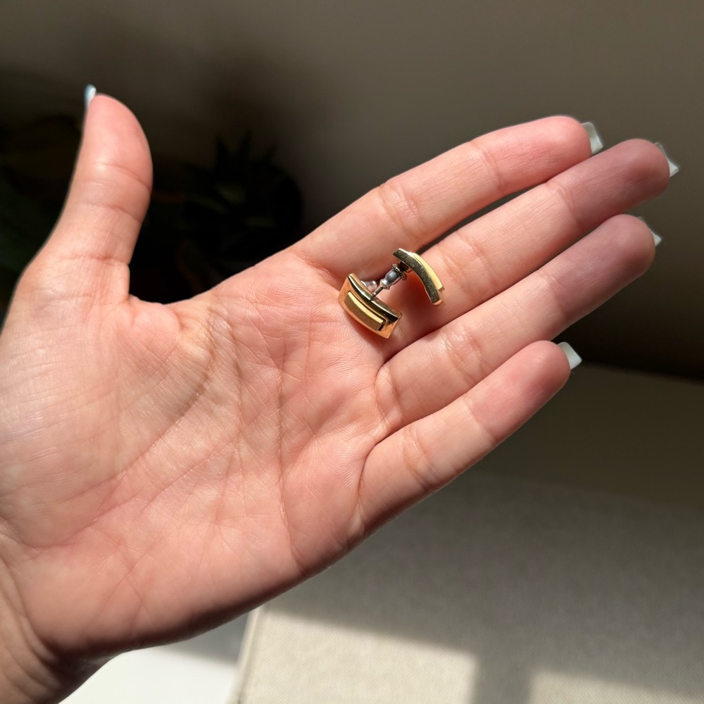 Vintage Gold Rectangular Earrings - image 3